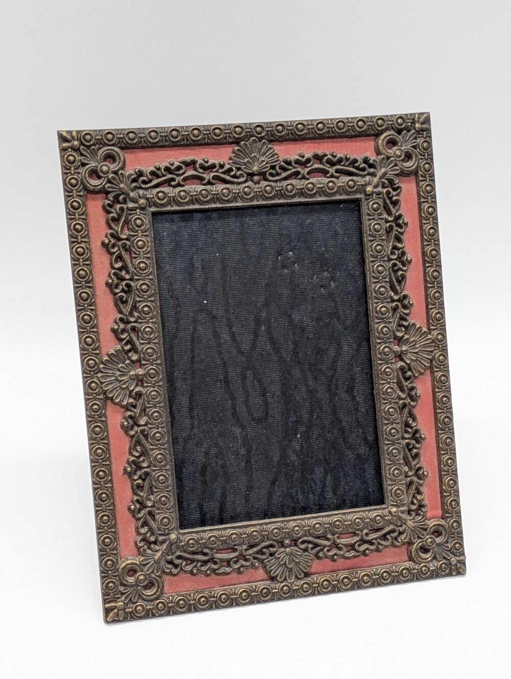 Vintage Ornate Brass Color Metal Filigree Scroll Picture Frame